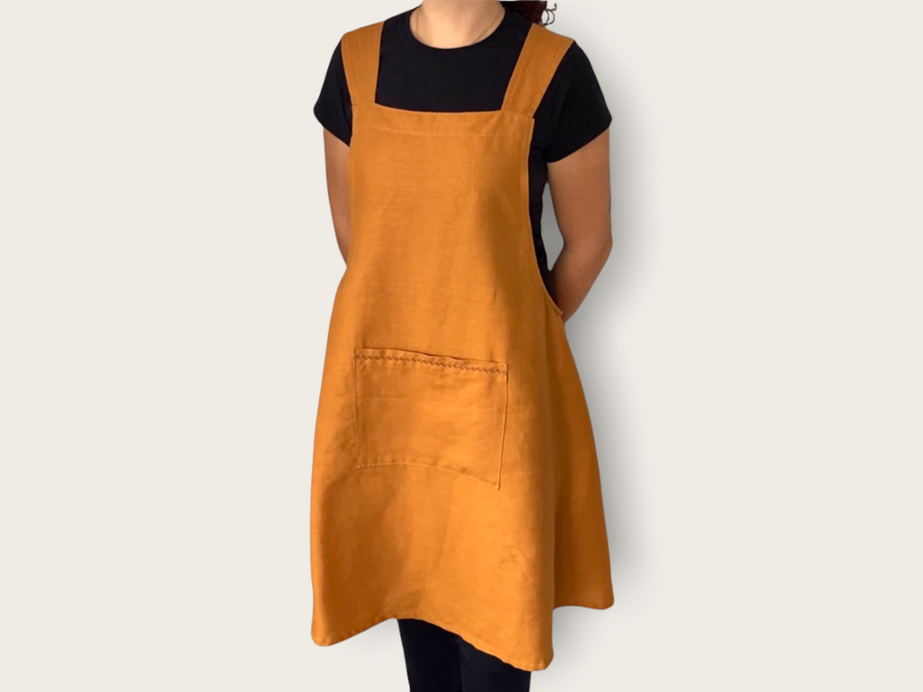 Cross-Back Linen Kitchen & Garden Apron